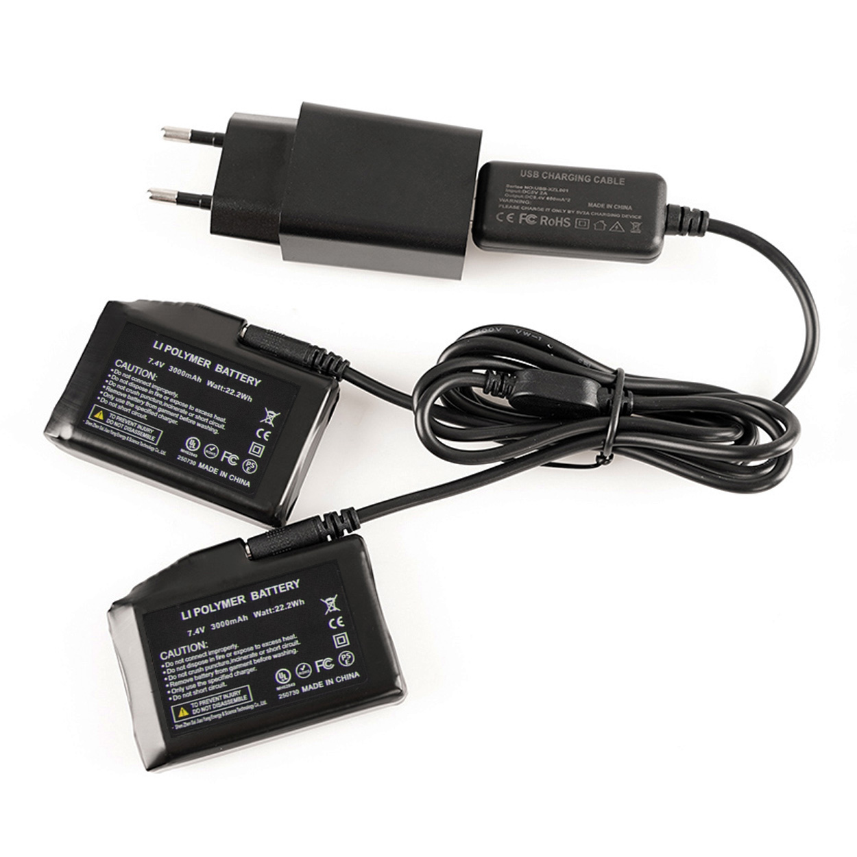 Image de 7,4 V 3.000 mAh Li-Po-Akkus inkl. Dual-Ladegerät mit EU-Stecker